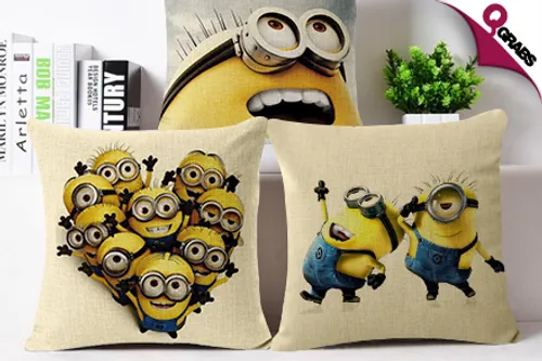From QR35, Cozy Up in Fun with Minion-Inspired Linen Pillows - Choose from Five Cute Designs! (Up to QR295 Value)